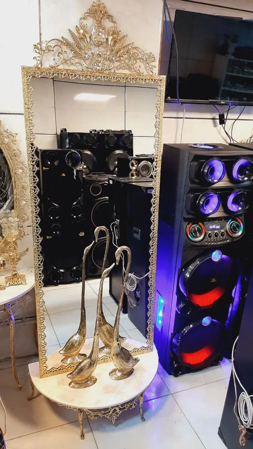 آینه ایستاده ۵گل با کنسول تاجدار ۲متری برنز سوگلی|آینه|زنجان, |دیوار