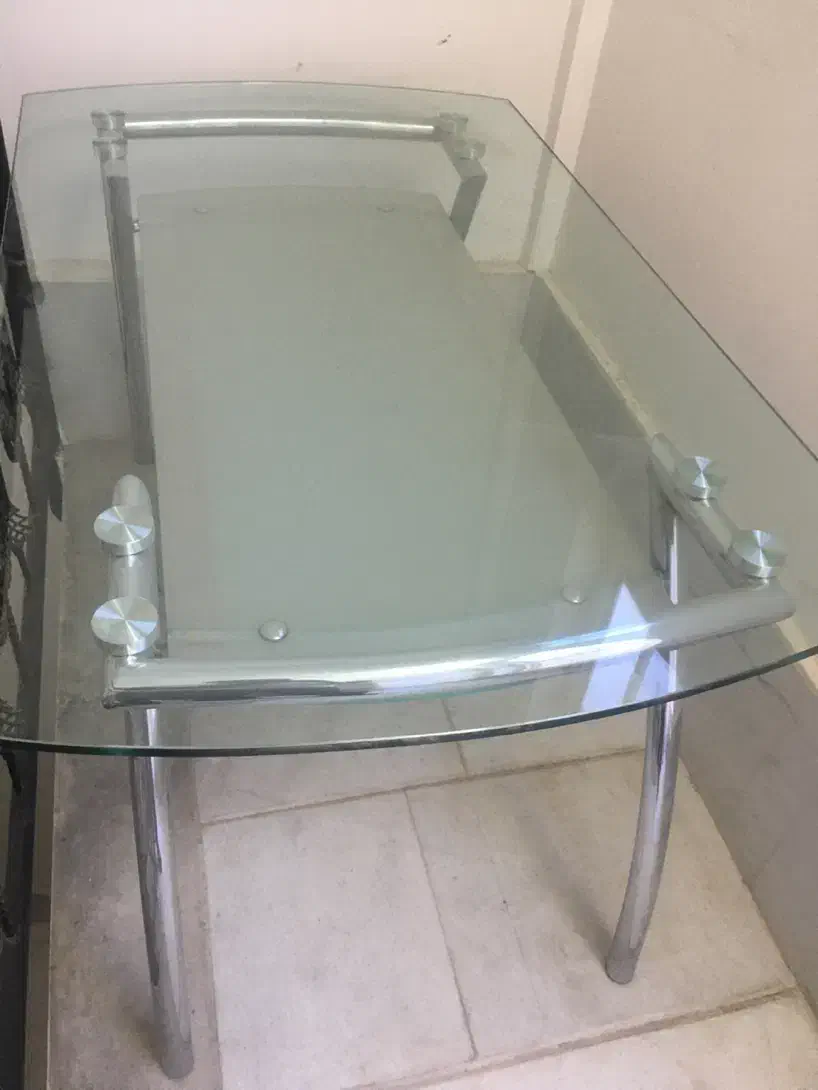 میز شیشه پایه اسطیل شیشه زخیم|میز و صندلی غذاخوری|مشهد, رضاشهر|دیوار