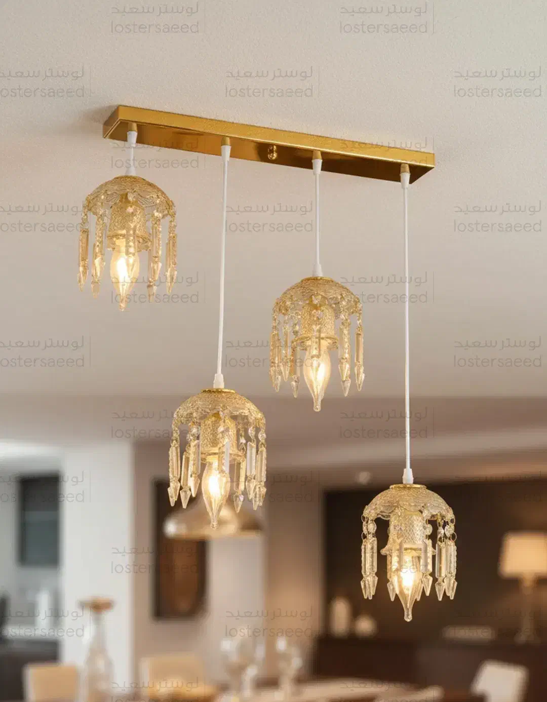 لوستر خطی لاینر آویز کریستالی باکارات در سه رنگ|لوستر و چراغ آویز|دابودشت, |دیوار