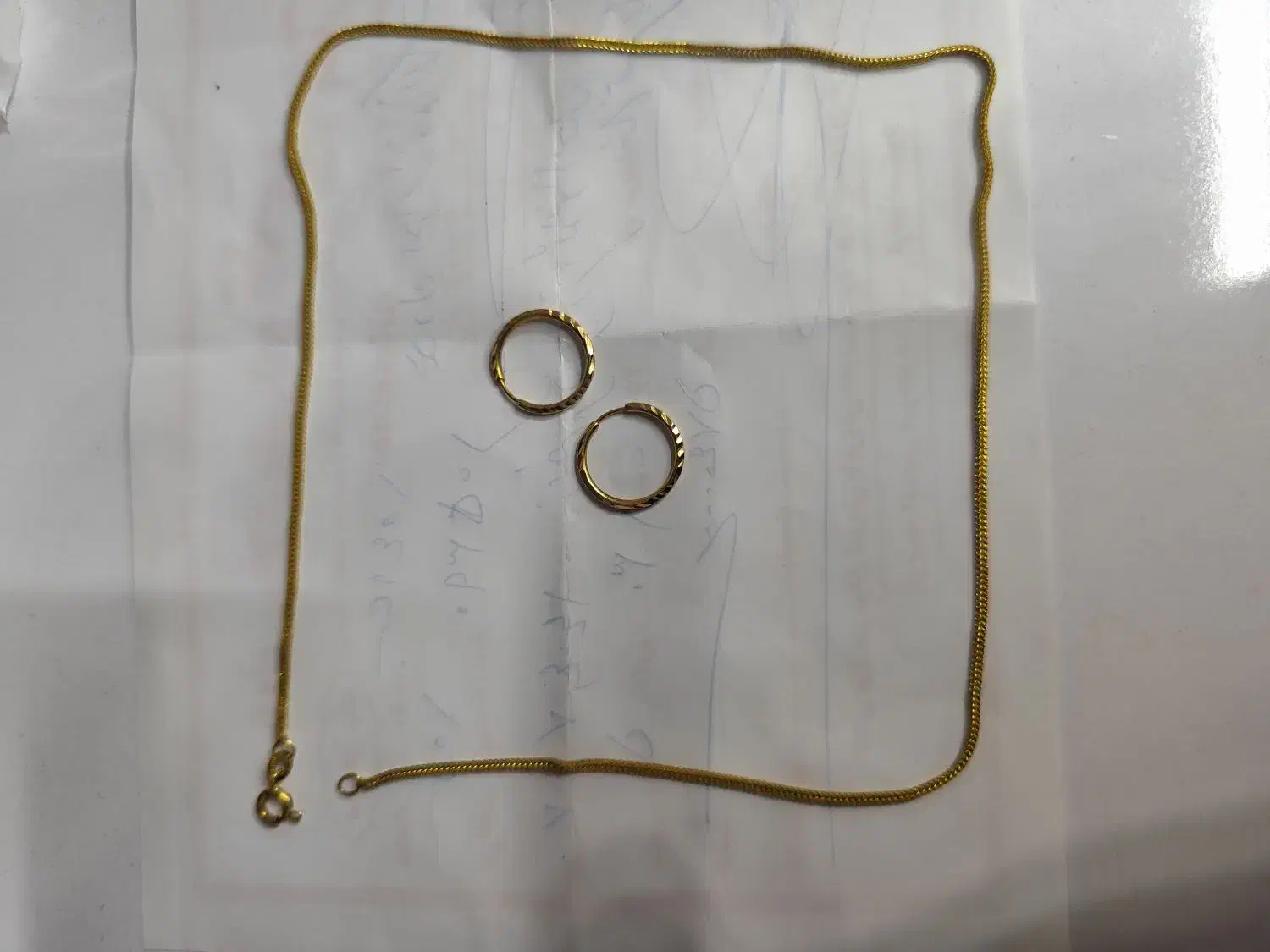 زنجیر و گوشواره حلقه ای طلا|جواهرات|بروجرد, |دیوار