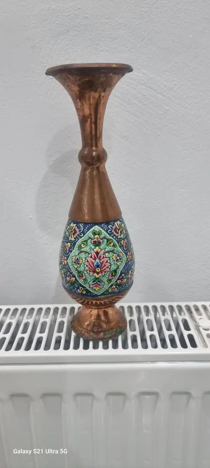 گلدان های مسی میناکاری و شیرینی خوری خاتم کار|صنایع دستی و سایر لوازم تزئینی|نور, |دیوار