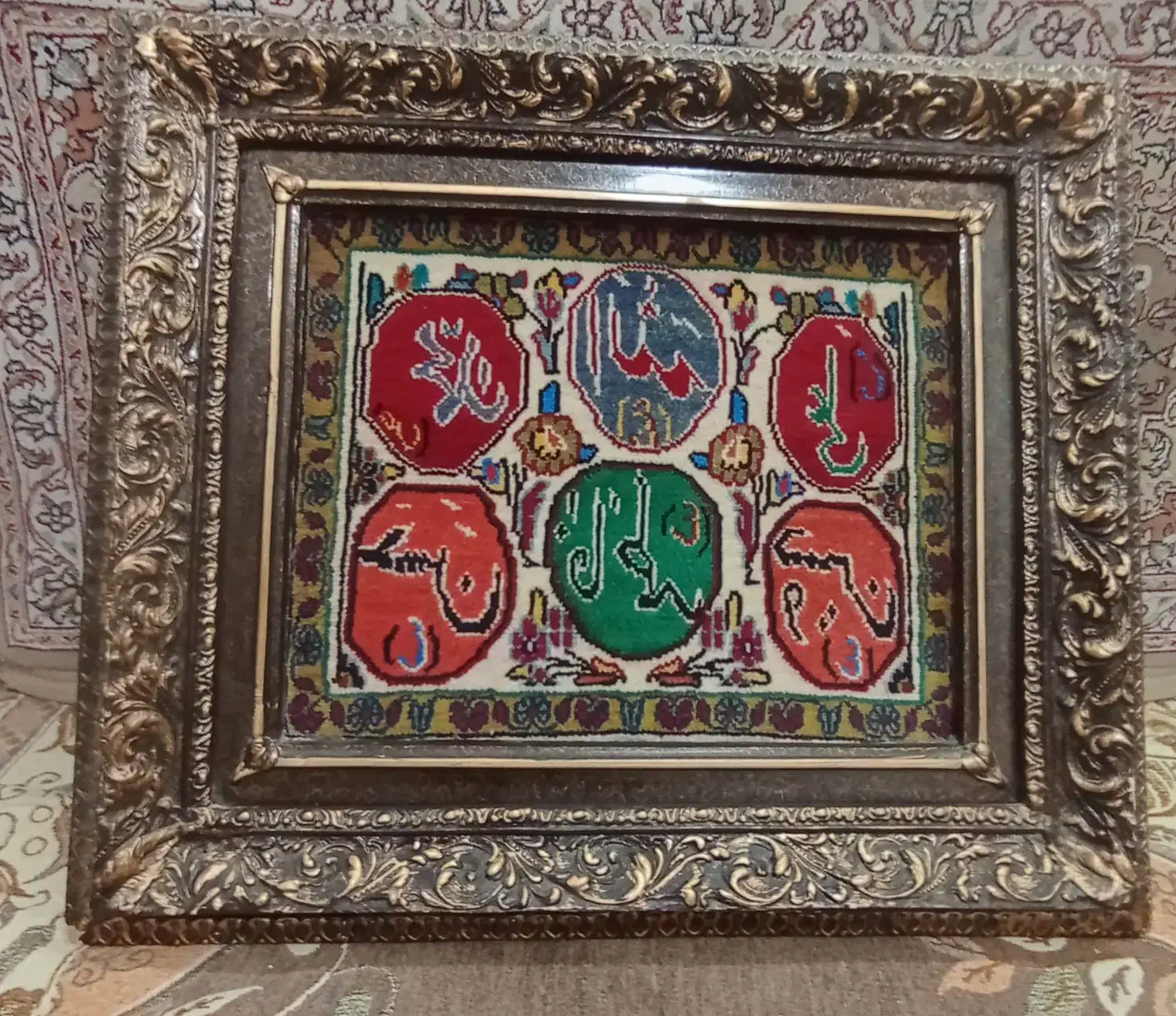 تابلو شیش قول دستبافت|تابلو فرش|قم, دروازه ری|دیوار