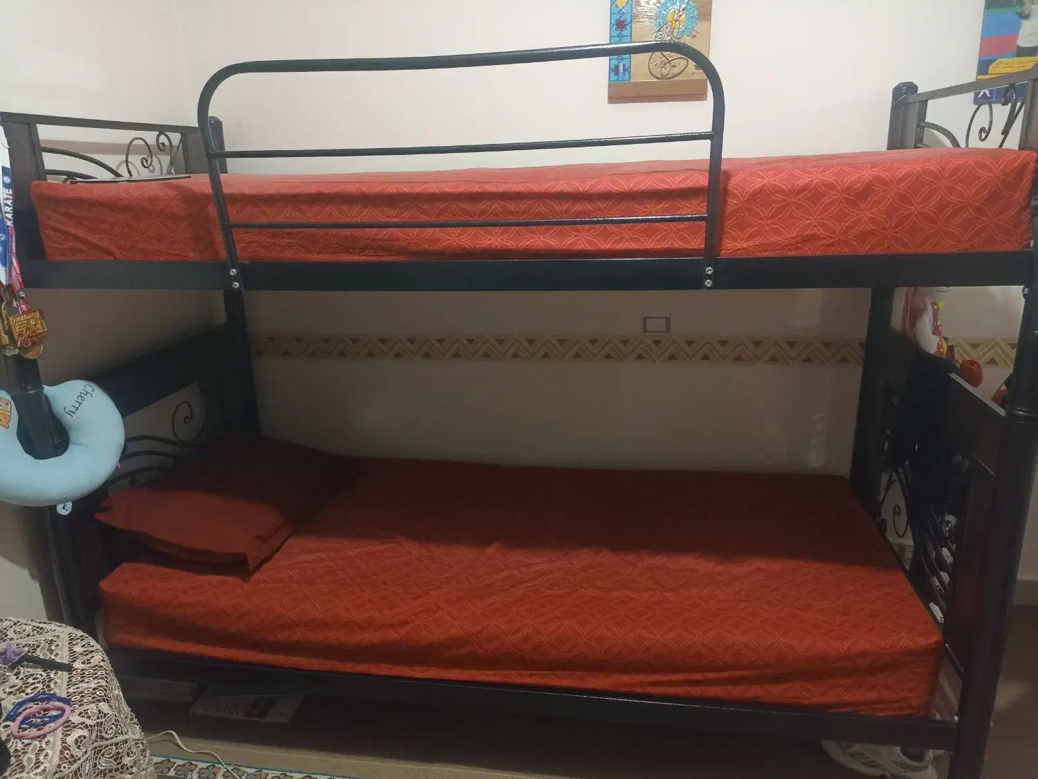 تخت خواب دو طبقه همراه با تشک و نردبان|تخت و سرویس خواب|سمنان, |دیوار