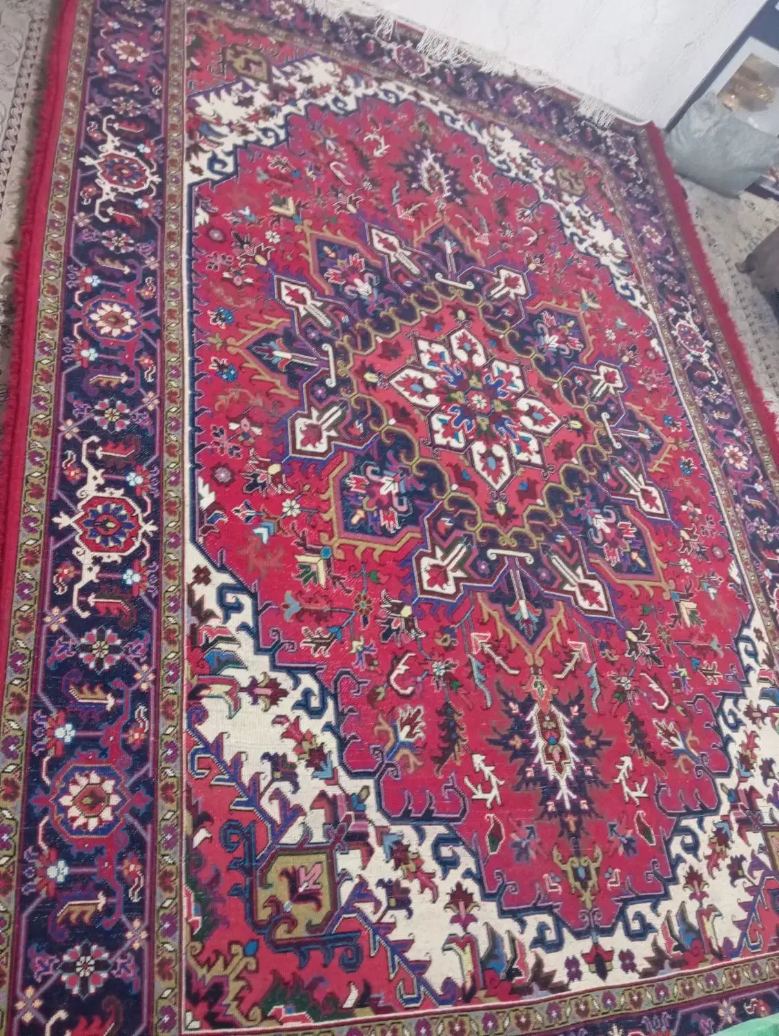 فرش دستبافت نه متری نقشه هریس عبدالعظیم|فرش|خسروشاه, |دیوار