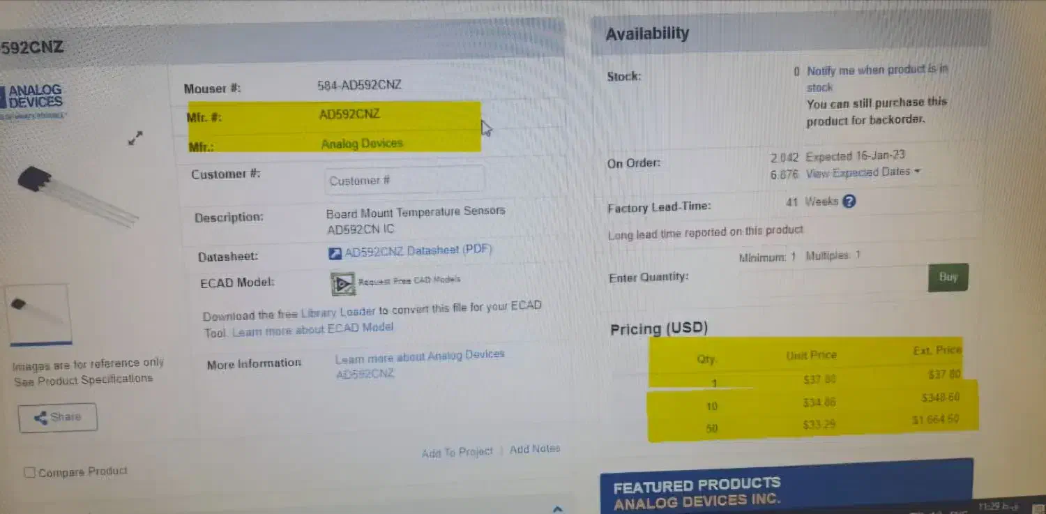 AD592CNZ sensor temp anlg|قطعات و لوازم جانبی رایانه|تهران, شهرک مخابرات|دیوار