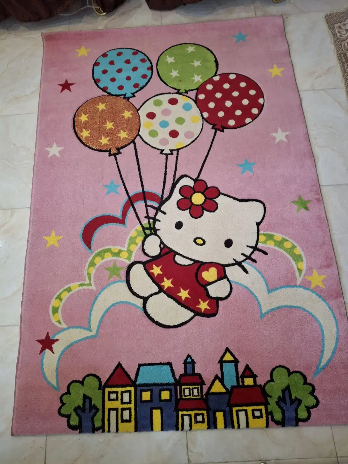 قالی اتاق کودک دخترانه 4متری طرح کیتی سالم نو1600|فرش|اسلامشهر, شهرک مفیدی|دیوار