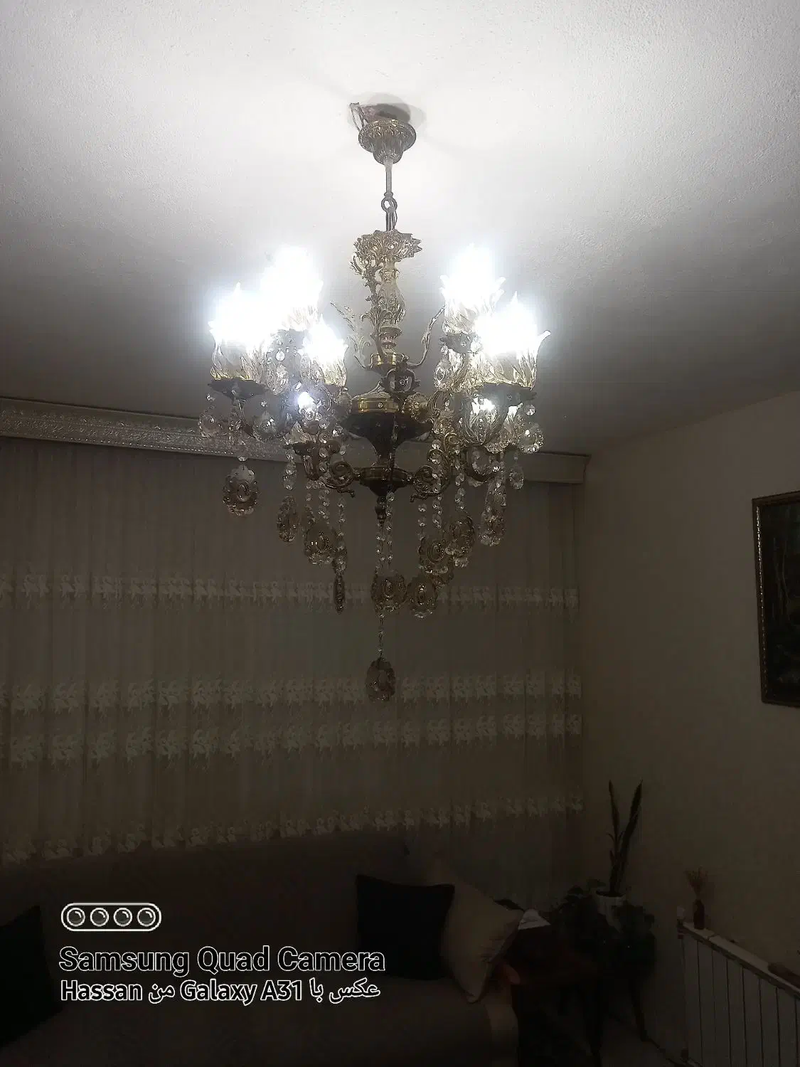 لوستر برنجی ۸ شعله نو نو|لوستر و چراغ آویز|اسلامشهر, شهرک واوان|دیوار