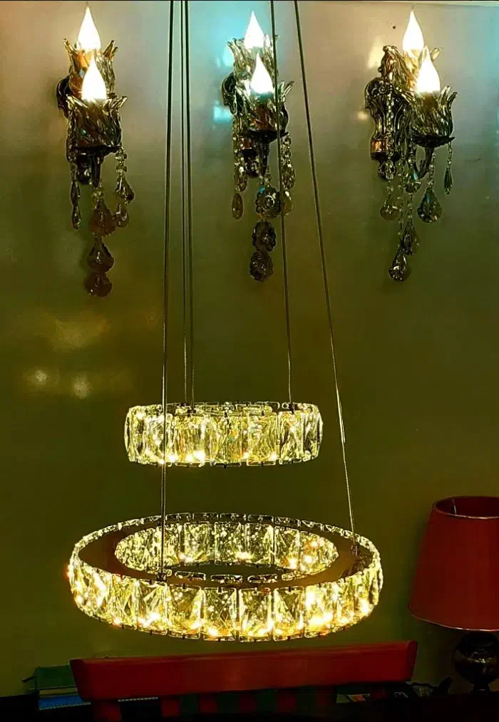 لوستر کریستالی ۳حلقه|لوستر و چراغ آویز|همدان, |دیوار