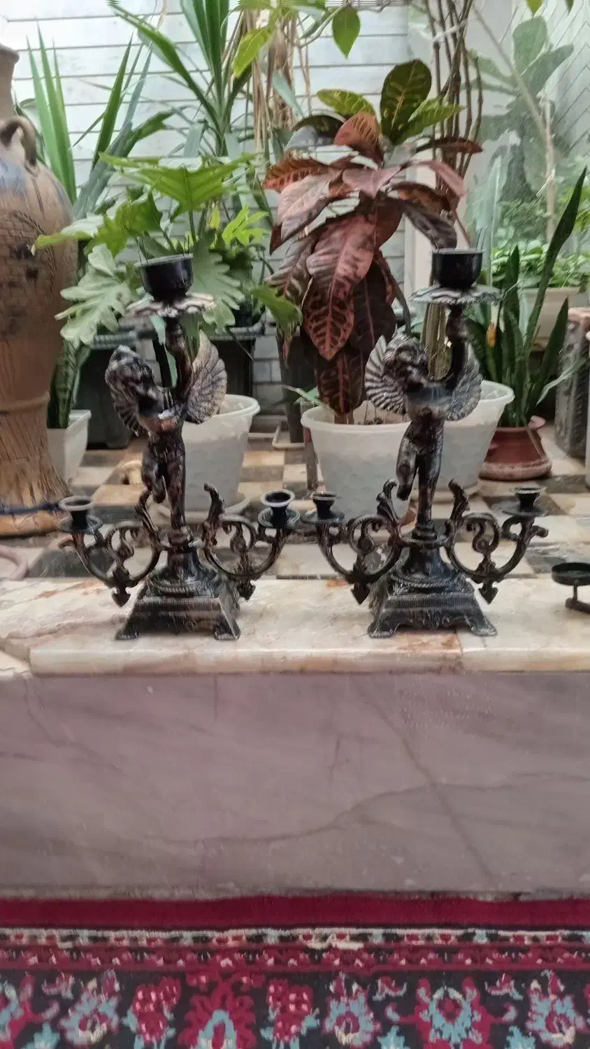 یک جفت شمعدان فلزی|مجسمه، تندیس، ماکت|خمینیشهر, |دیوار