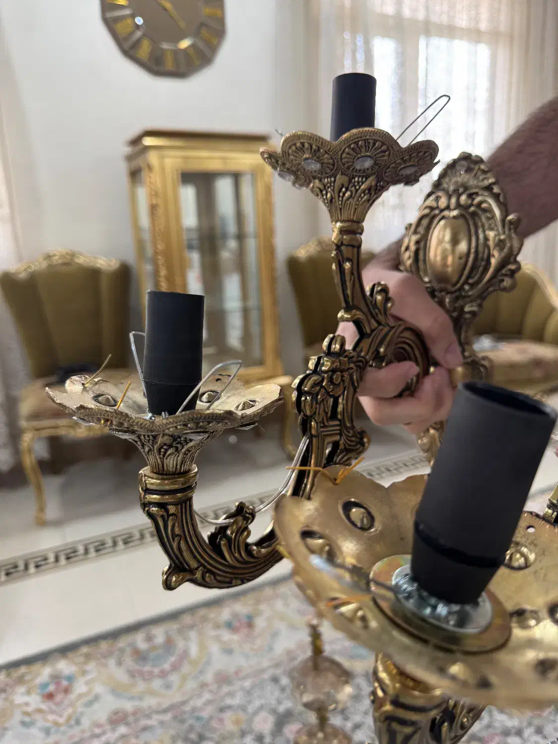 دیوار کوب آبکاری برنز دو شعله|لوستر و چراغ آویز|تهران, آشتیانی|دیوار