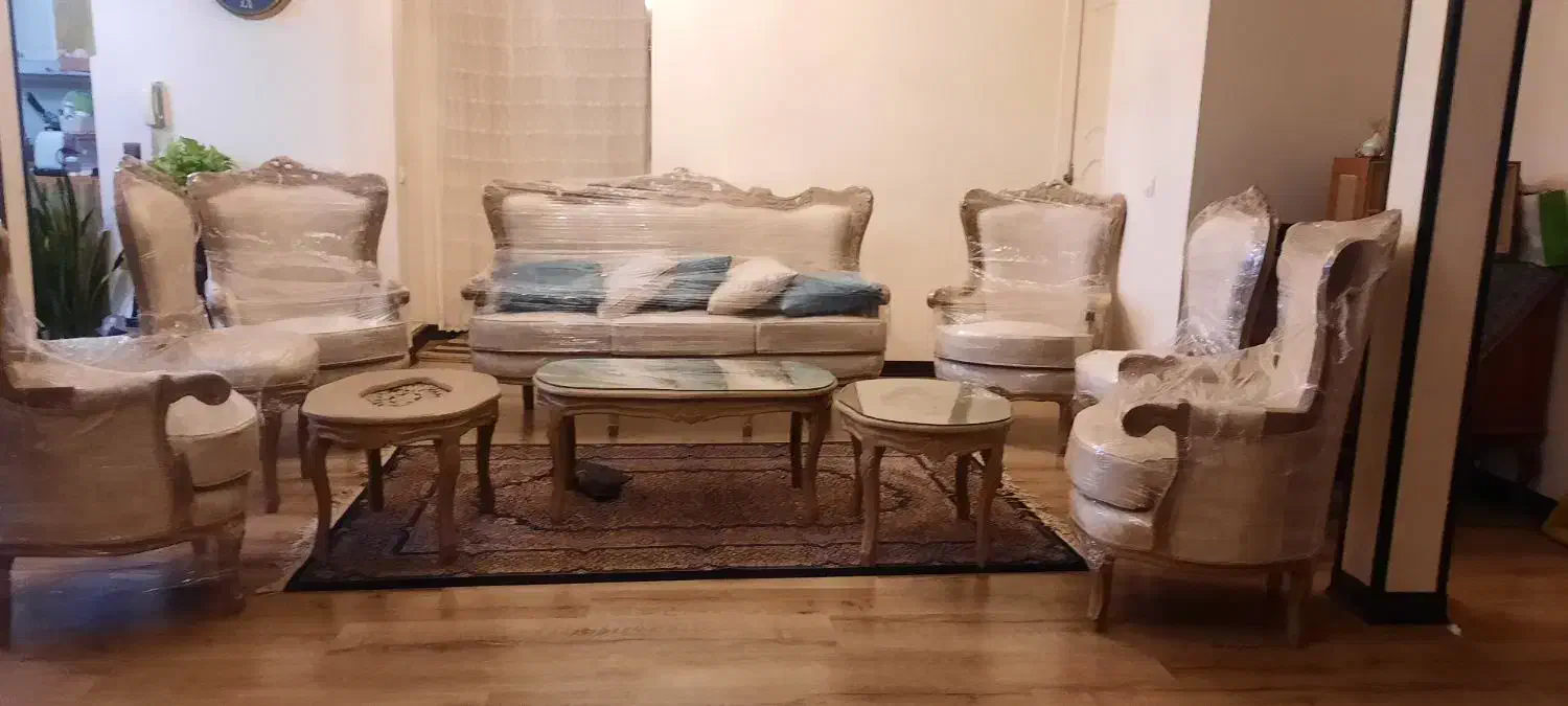 مبلمان استیل ۷ نفره و میزناهارخوری ۸ نفره|مبلمان خانگی و میز عسلی|فشم, |دیوار