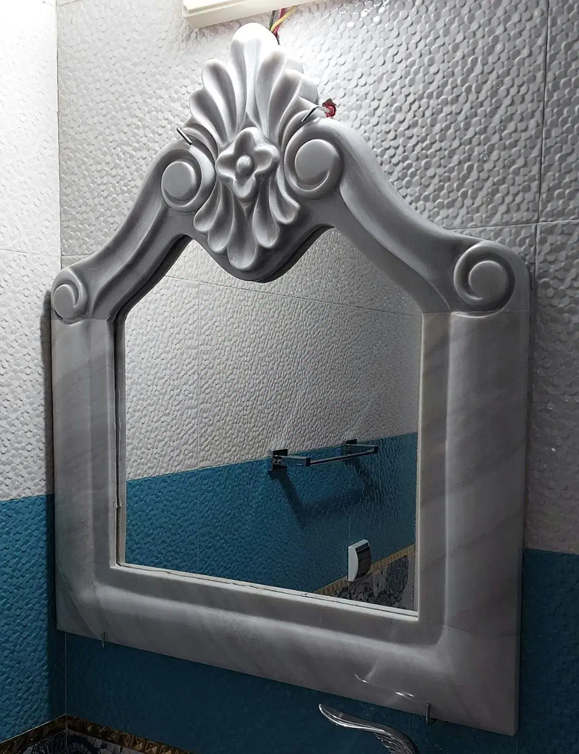 آیینه با قاب تمام سنگِ شمش،جنس سنگ اَزنا|آینه|تهران, افسریه جنوبی|دیوار