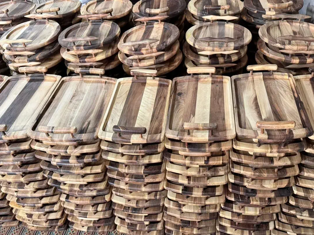 سینی پذیرایی چوبی عمده اصفهان چوب گردو|ظروف سرو و پذیرایی|تهران, بازار|دیوار