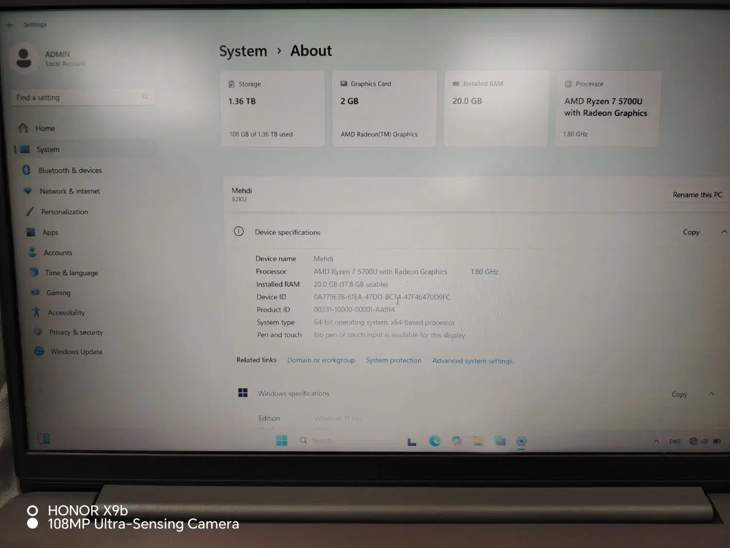 IdeaPad 3 لنوو - Ryzen 7 5700U Vega 2GB 1/5TB|رایانه همراه|تهران, درختی|دیوار