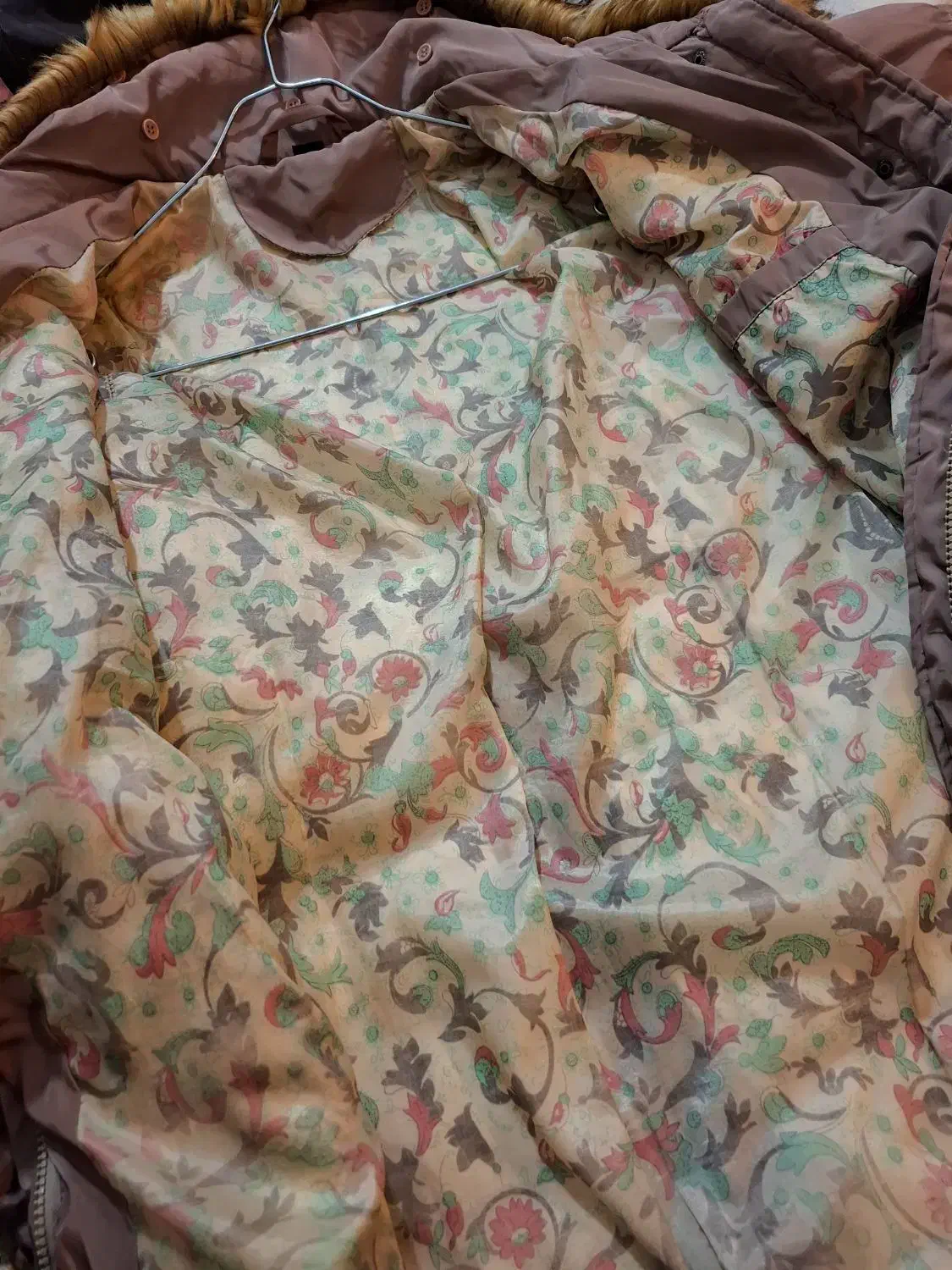 کاپشن قهوهای با یقه خزدار|لباس|تبریز, |دیوار