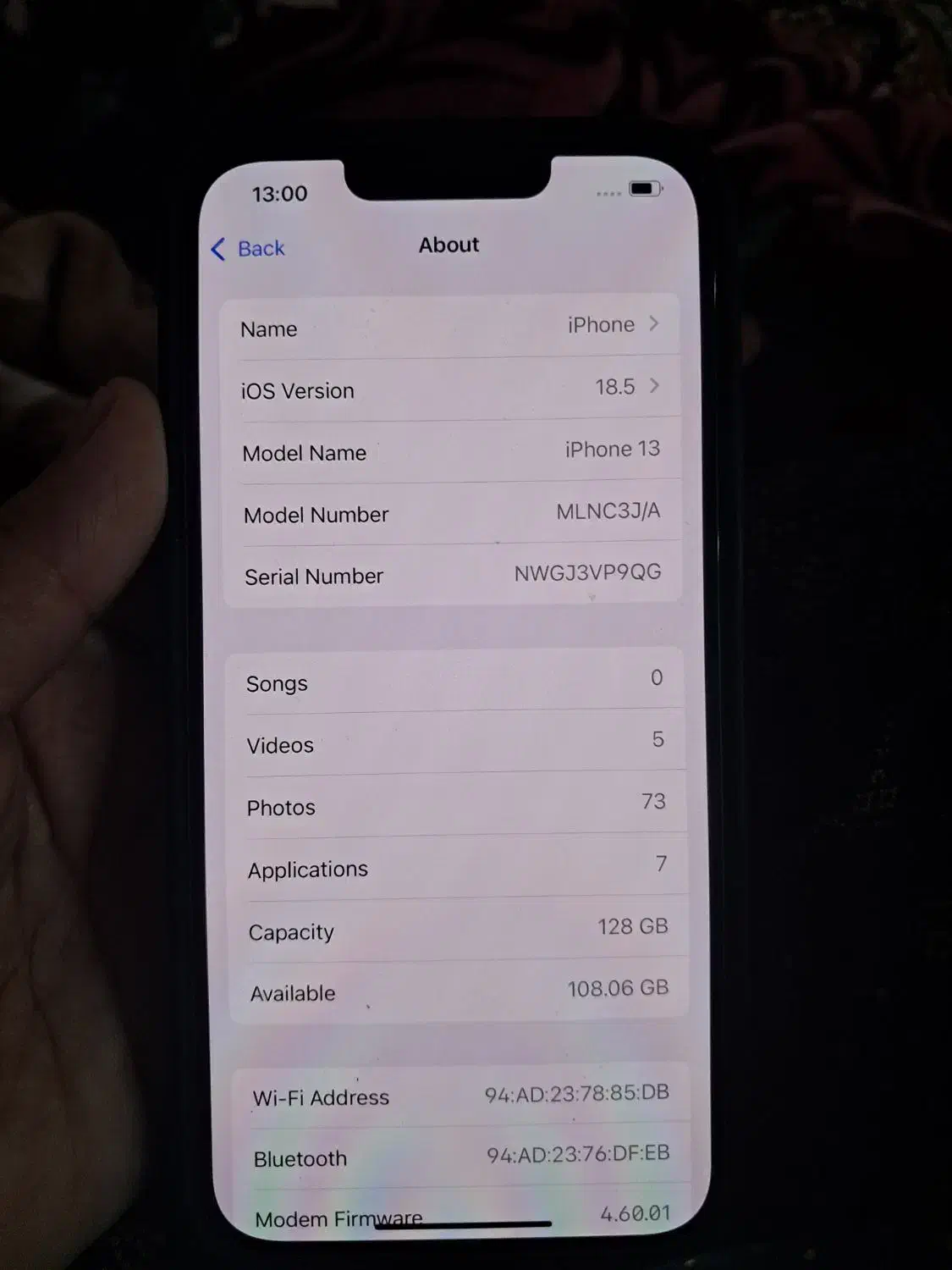 اپل iPhone 13 با حافظهٔ ۱۲۸ گیگابایت|موبایل|اهواز, کیانشهر|دیوار