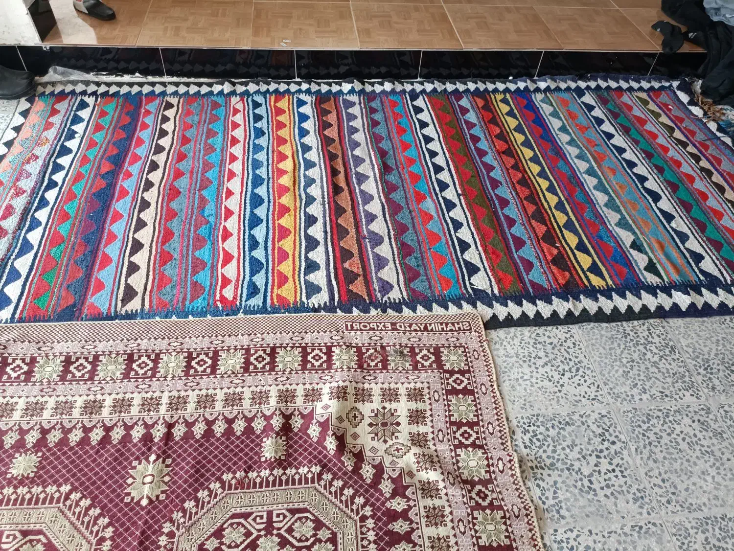 گلیم فرش قدیمی دستباف|گلیم، جاجیم، گبه|خرم‌آباد, |دیوار