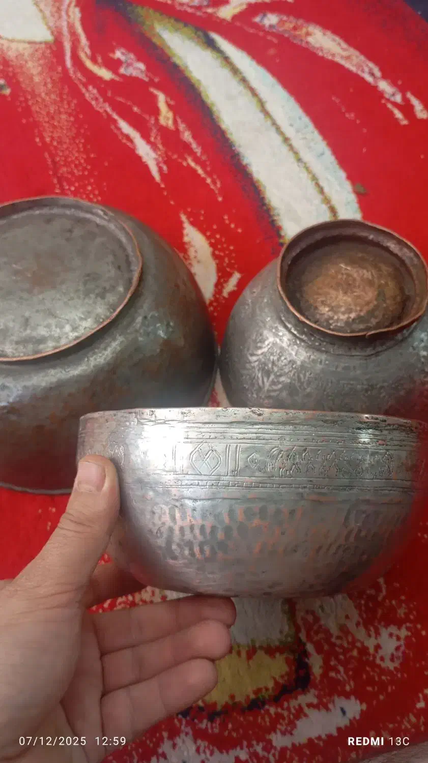 کاسه قاجاری،کاسه مسی قلم|کلکسیون اشیاء عتیقه|قرچک, شهرک طلائیه|دیوار