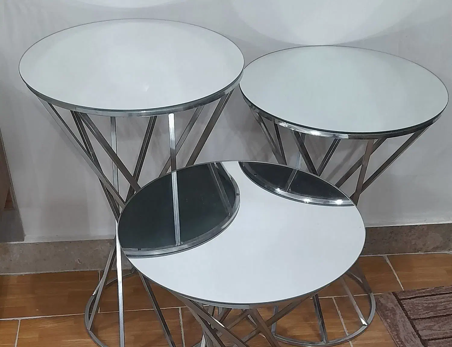 سه تیکه ی اینه ای یا میز عسلی اینه ای|مبلمان خانگی و میز عسلی|شفت, |دیوار