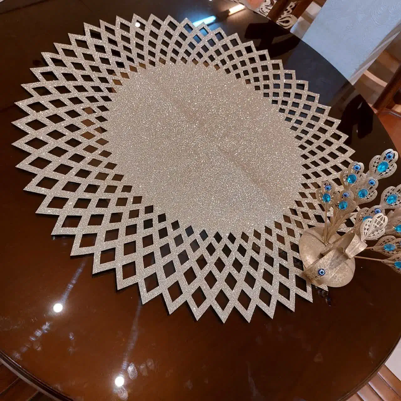 رومیزی چرم اکلیلی خارجی با آستر نمدی|پرده، رانر، رومیزی|رشت, گلباغ نماز|دیوار