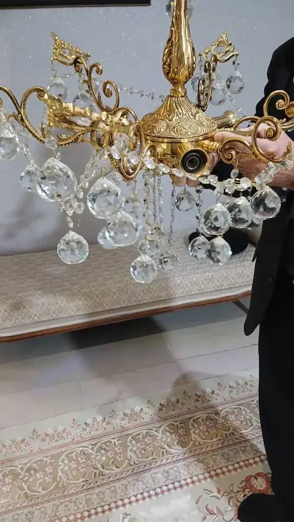 لوستر برنجی ۶ شاخه|لوستر و چراغ آویز|شاهرود, |دیوار