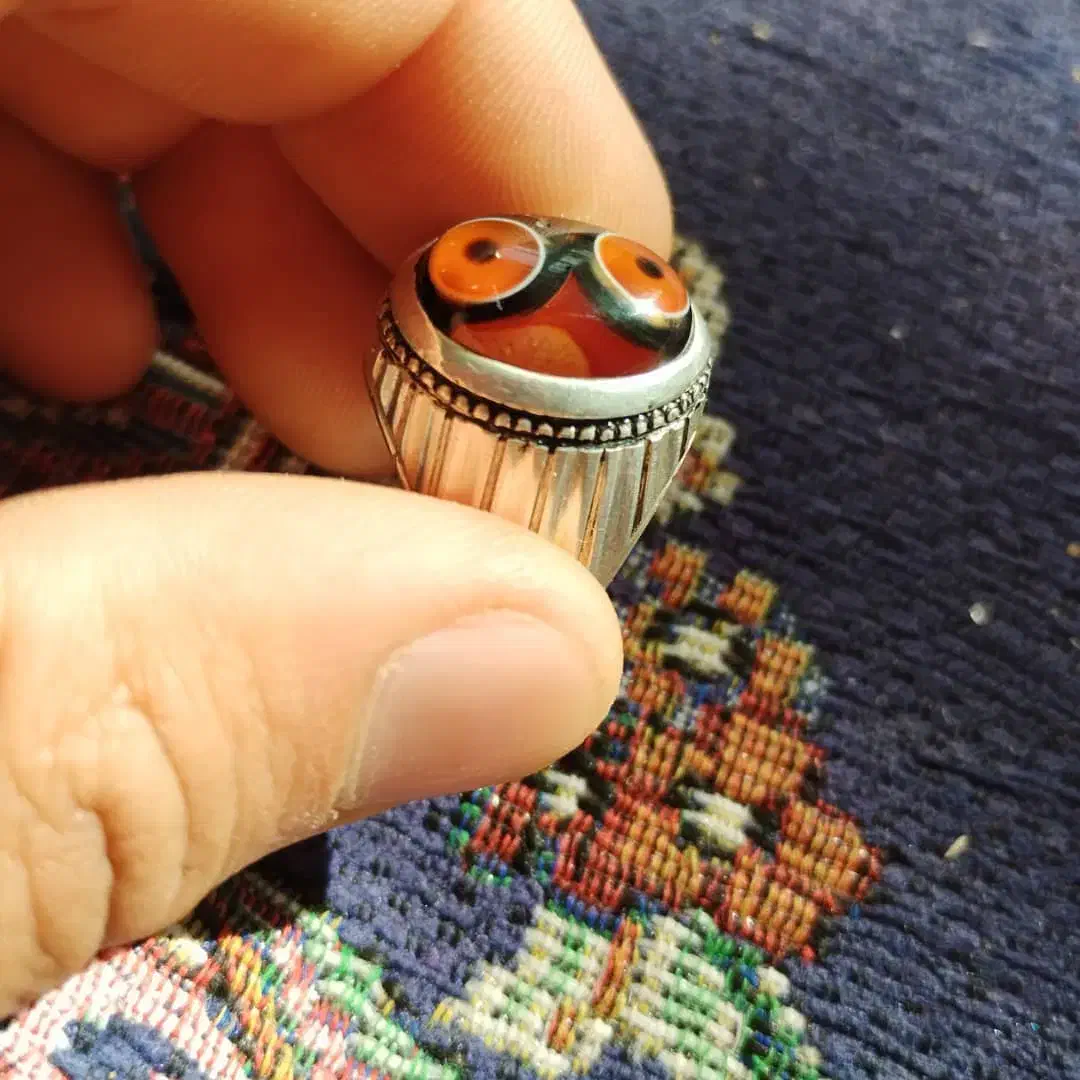 انگشتر باباقوری سرخ شجر زبرجد گارنت خط ضابطی|جواهرات|کرمان, |دیوار