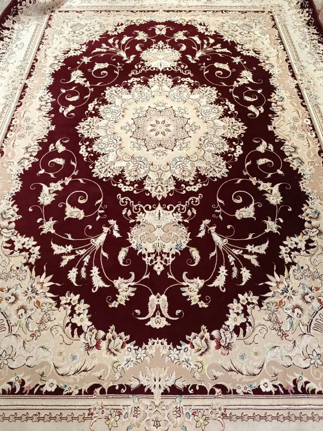 ۲ تخته ۱۲ متری کرم زرشکی جفت|فرش|کرمانشاه, |دیوار