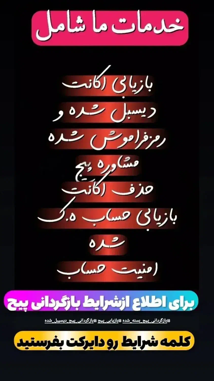 بازگردانی پیج/بستن پیج/امنیت پیج|خدمات رایانهای و موبایل|تبریز, |دیوار