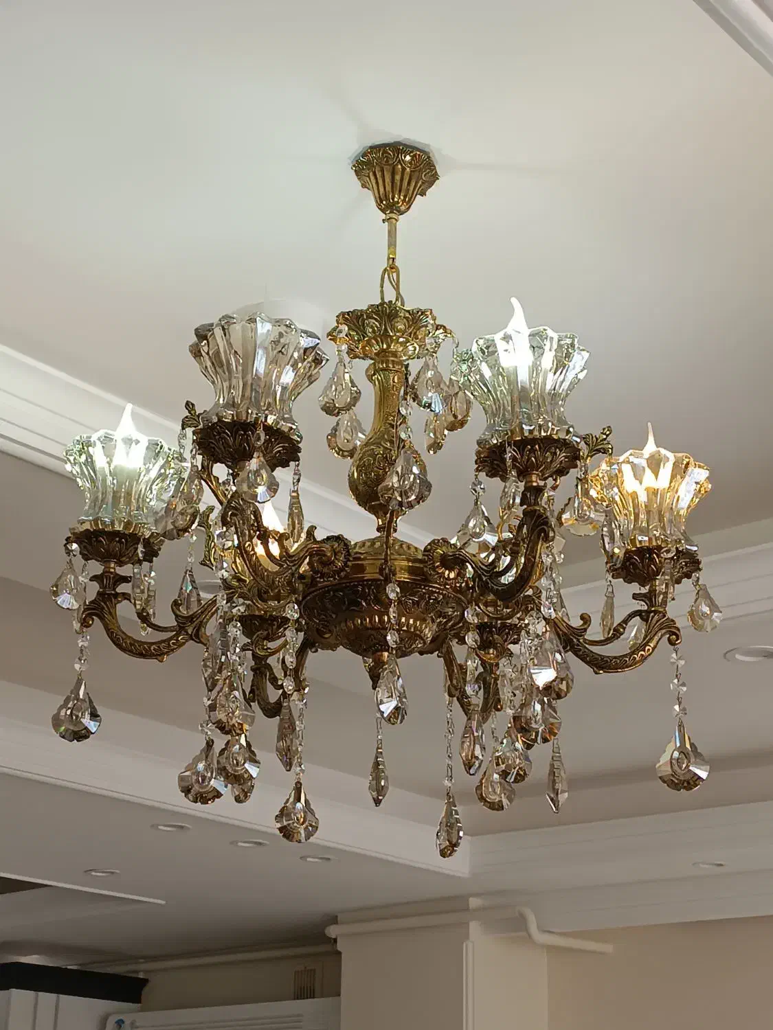 لوستر برنج 6شاخه|لوستر و چراغ آویز|ملایر, |دیوار