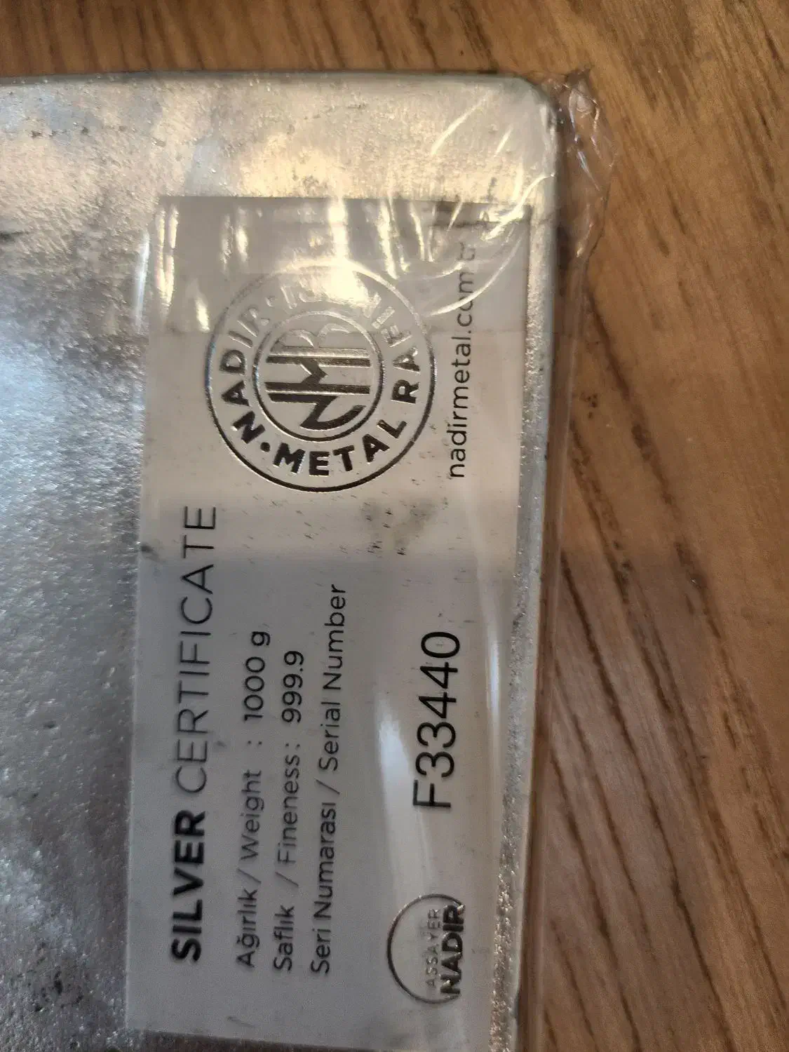 شمش یک کیلویی نقره برند نادیر ترکیه عیار ۹۹۹.۹|جواهرات|تهران, صادقیه|دیوار