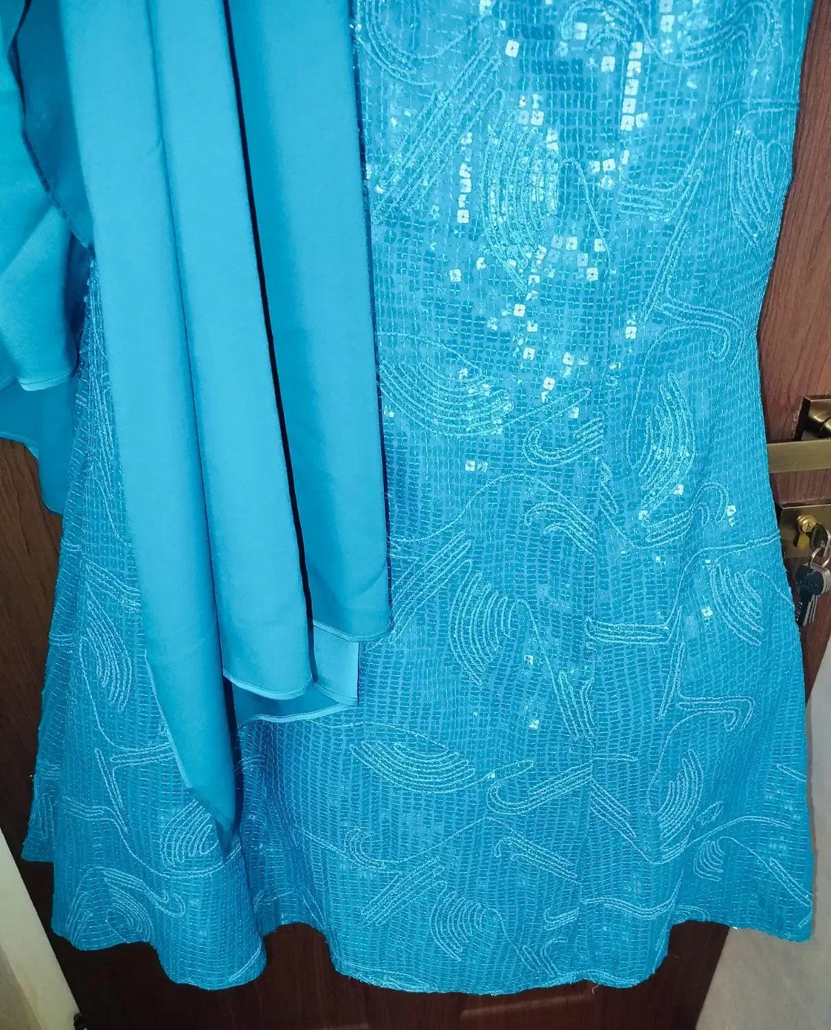 لباس مجلسی آبی کار دست با شال حریر،پارچه وارداتی|لباس|تهران, پاسداران|دیوار