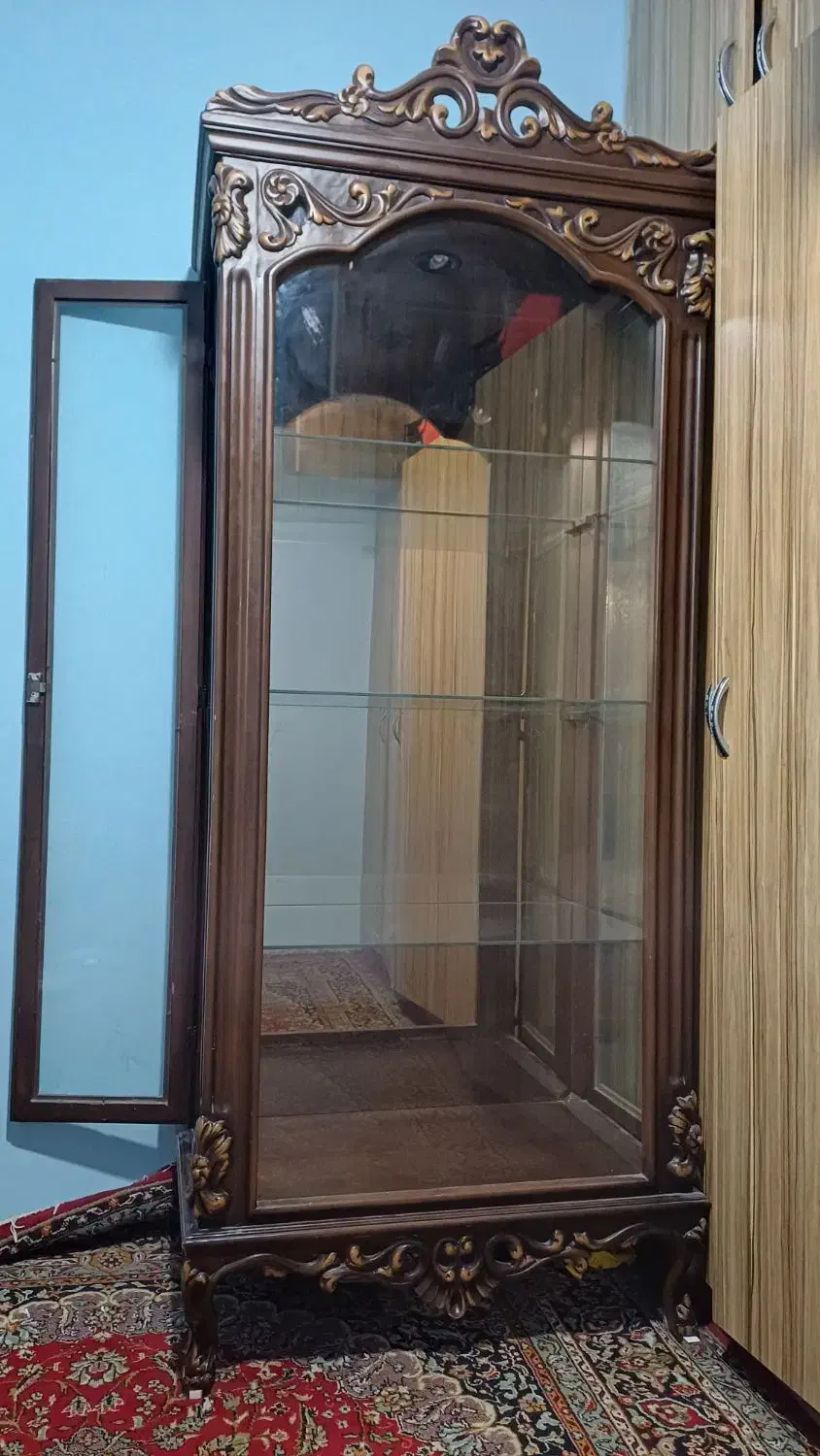 گنجه چوبی منبت کاری شده|بوفه، ویترین، کنسول|مشهد, نوید|دیوار