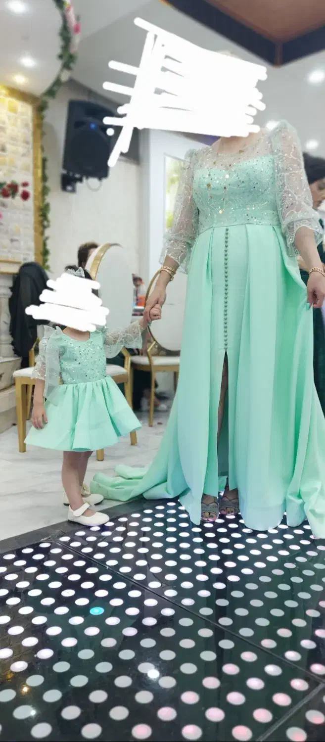 ست مادر و دختر مجلسی سنگدوزی شده|لباس|دورود, |دیوار