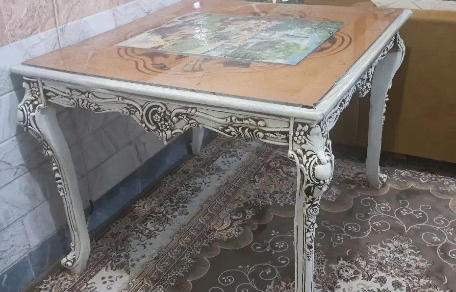 میز غذاخوری تمام چوب منبت|میز و صندلی غذاخوری|قم, ولیعصر|دیوار