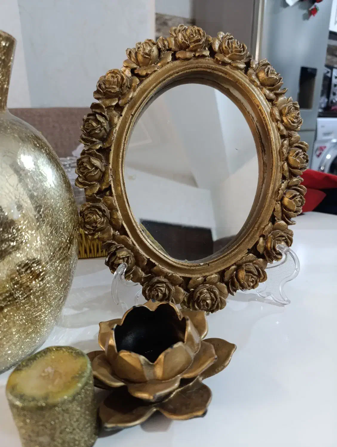 گلدان آینه شمع وجاشمعی|صنایع دستی و سایر لوازم تزئینی|گنبد کاووس, |دیوار