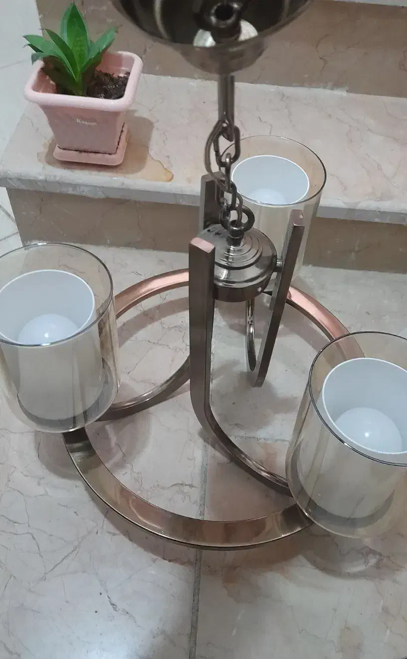 لوستر سه شاخه با لامپ|لوستر و چراغ آویز|کرمان, |دیوار