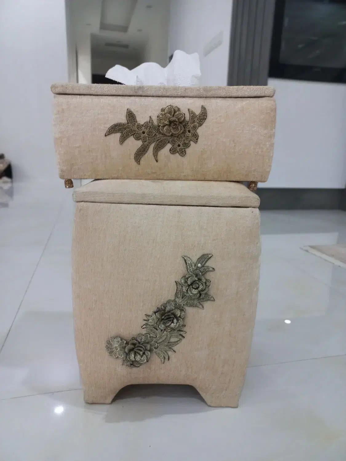 جای سطل و دستمال مخمل|صنایع دستی و سایر لوازم تزئینی|ساری, |دیوار