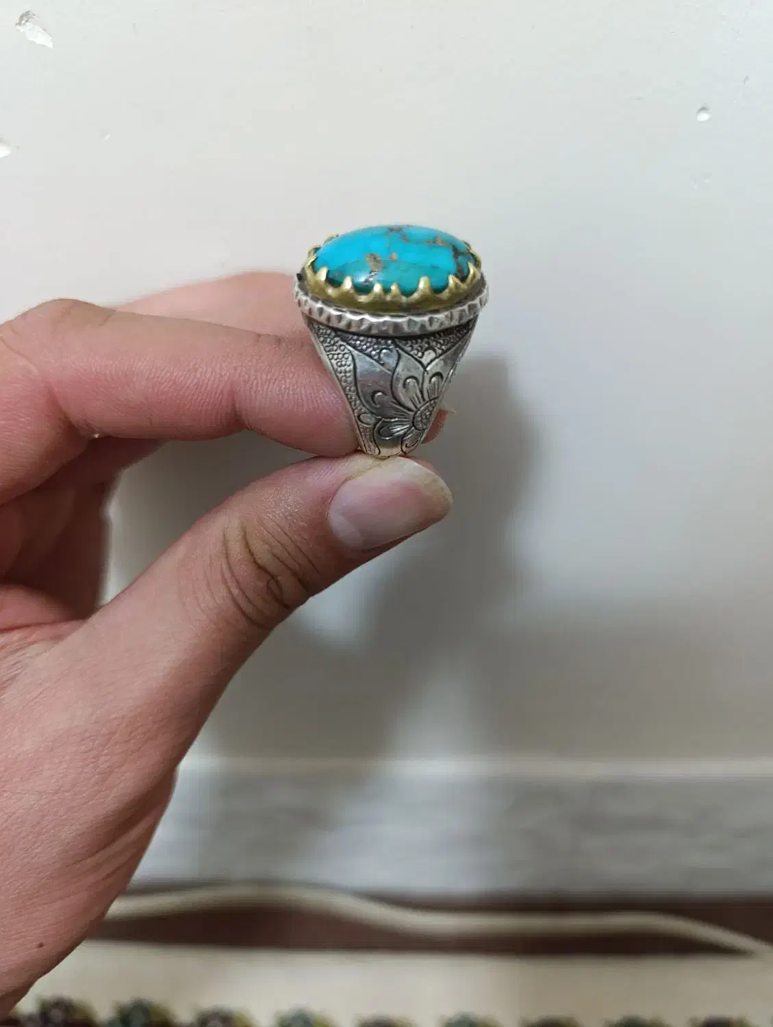 انگشتر فیروزه .قلم زنی|جواهرات|ازنا, |دیوار