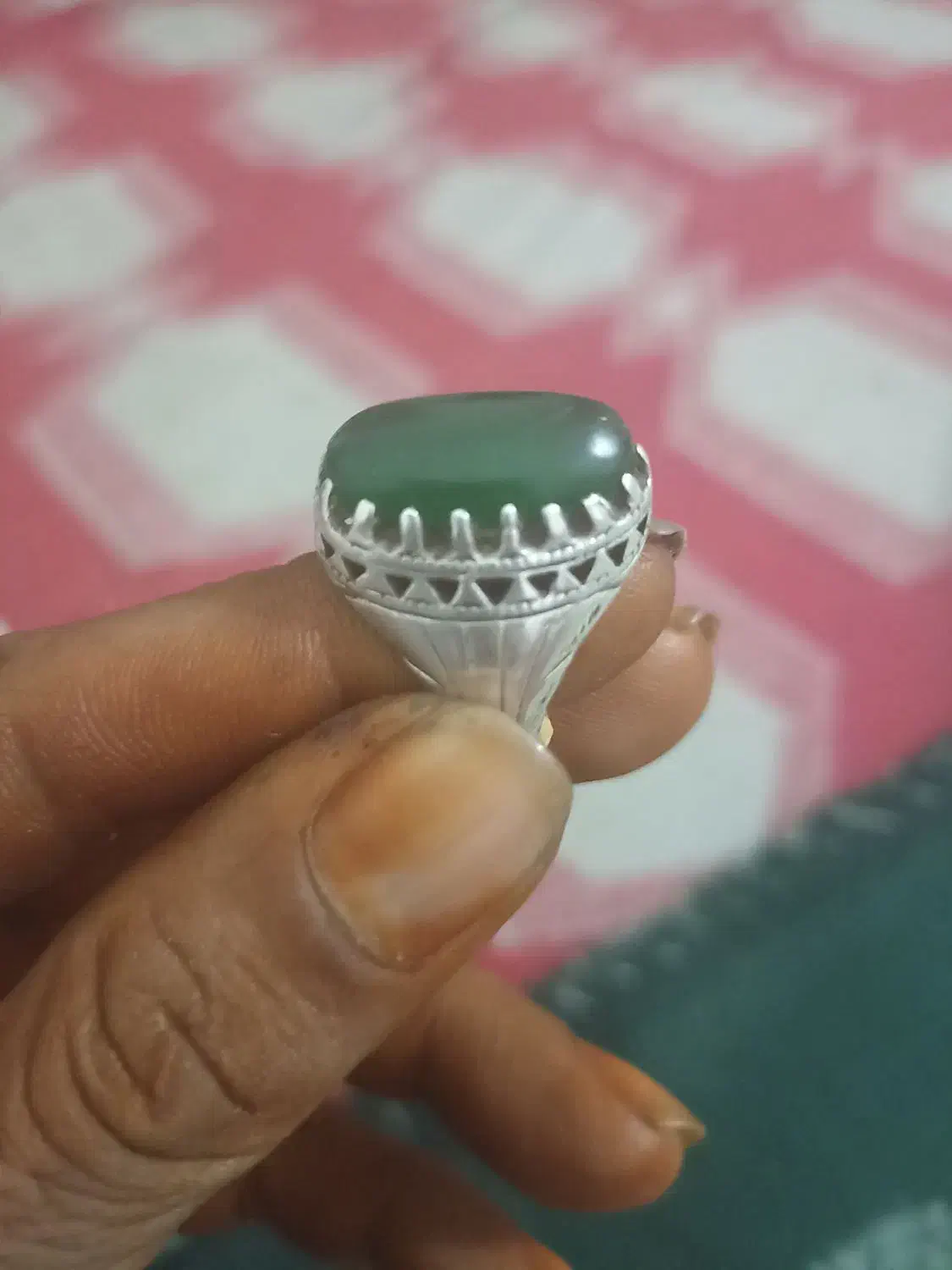 انگشترعقیق یمن سبزحسینی ب ضمانت|جواهرات|زابل, |دیوار