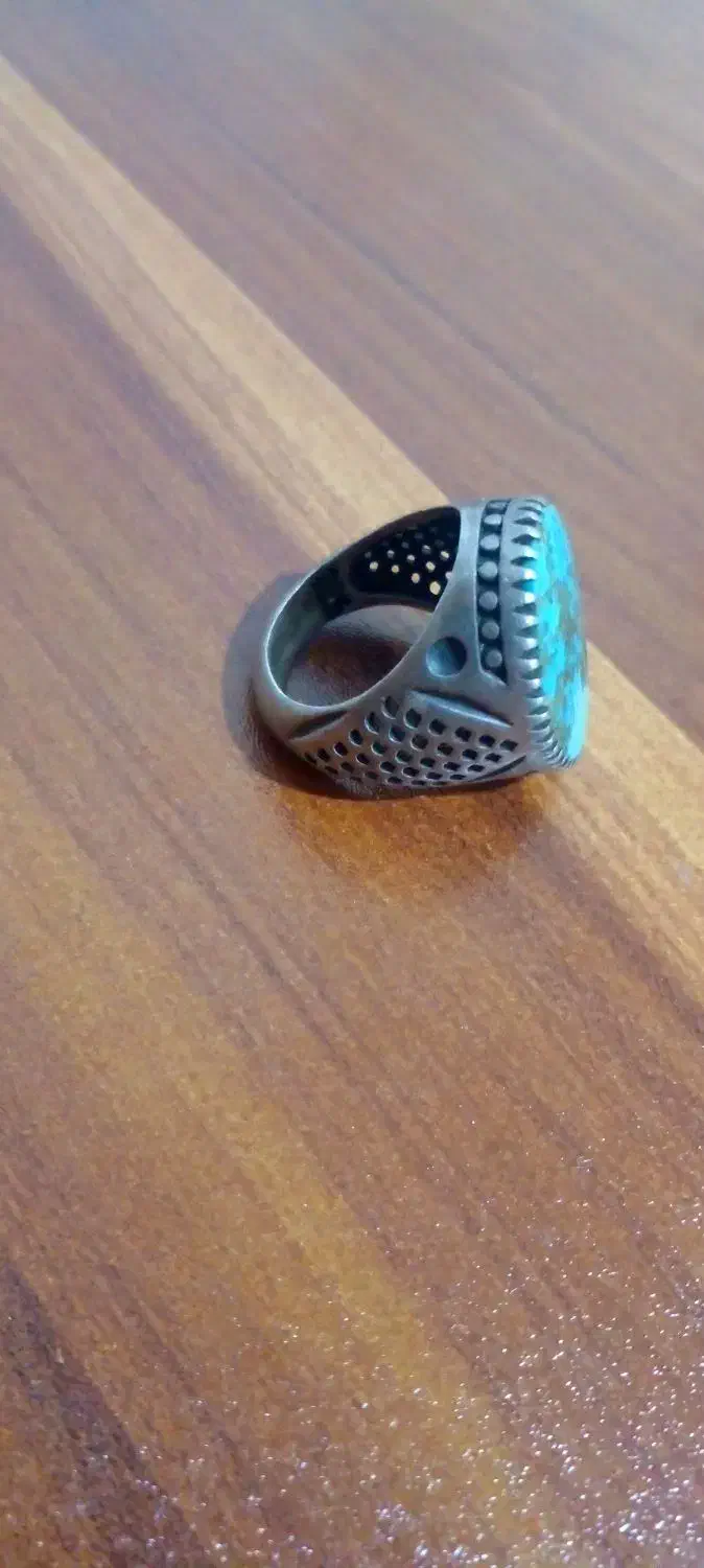 انگشتر نقره با سنگ فیروزه اصل|جواهرات|بهشهر, |دیوار