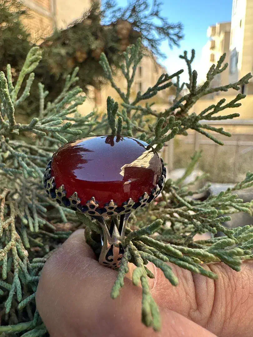 انگشتر عقیق سرخ و عقیق زرد با رکاب نقره المان|بدلیجات|کرج, مصباح|دیوار