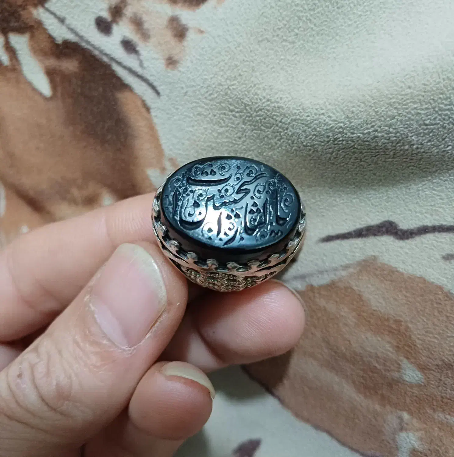 انگشتر و دستبند نقره با سنگ عقیق ،فیروزه و شرف شمس|جواهرات|شیراز, کوزه گری|دیوار