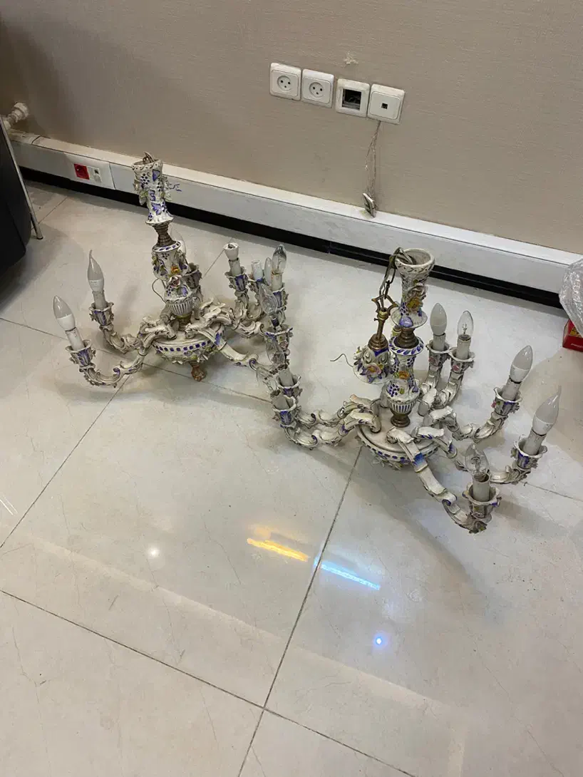 یک جفت لوستر ۸ شاخه ایتالیایی آنتیک بسیار زیبا|لوستر و چراغ آویز|تهران, ونک|دیوار