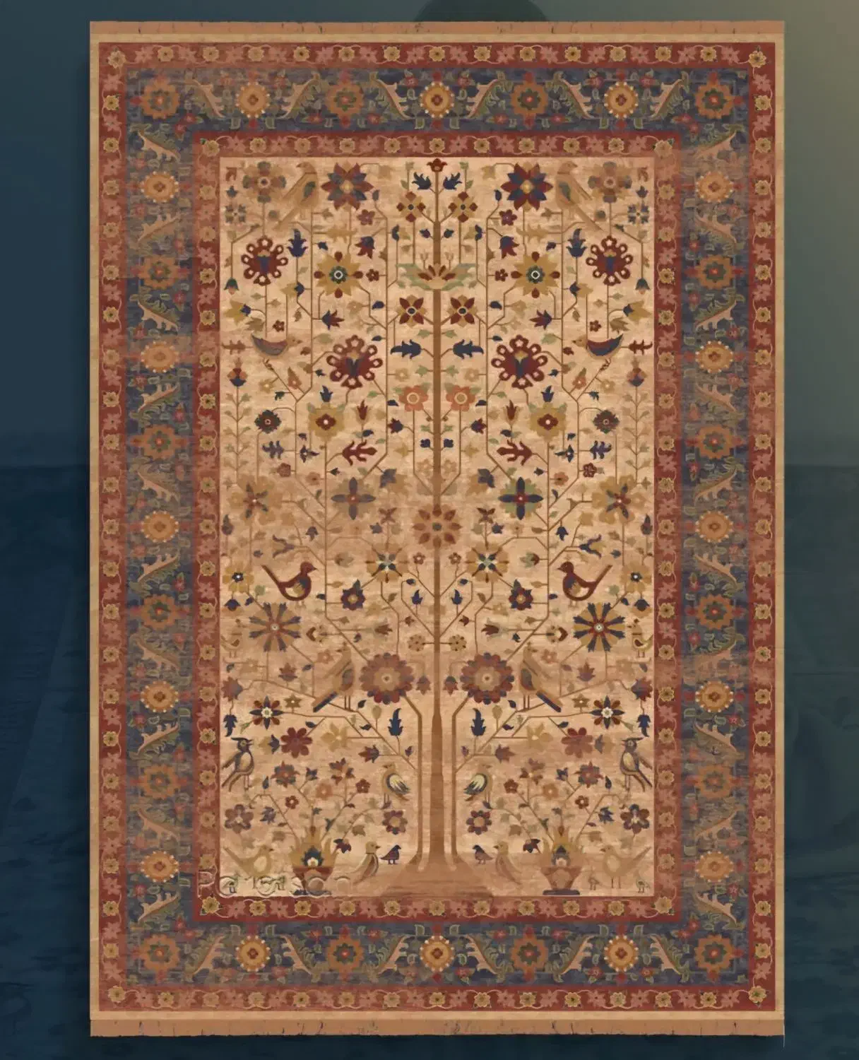 فرش ابریشمی نقشه سلطان آباد بژ|فرش|رشت, حومه رشت|دیوار