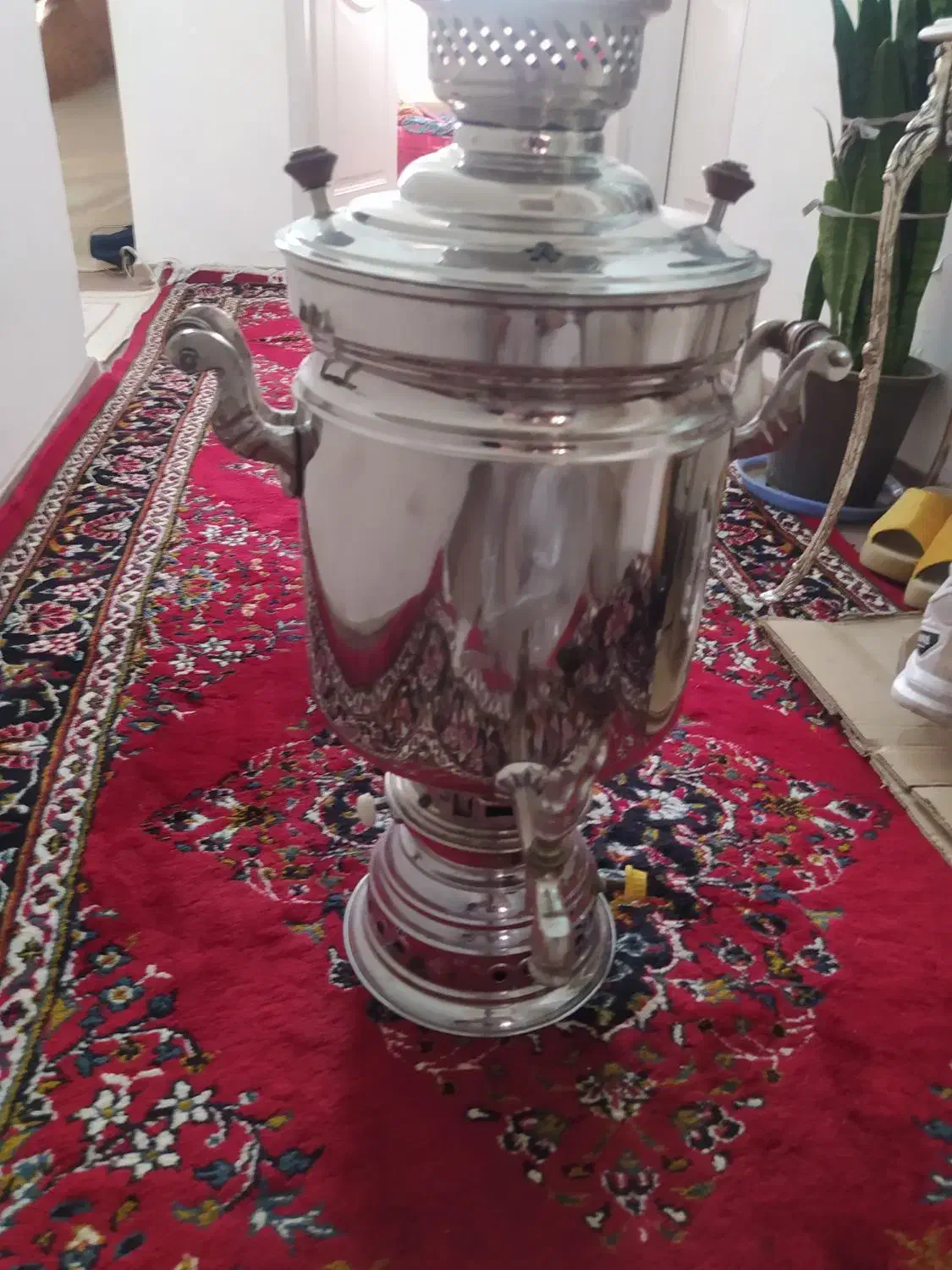 سماور گازی مجلسی تمام برنز سفید سنگین وزن|سماور، چای‌ساز، قهوه‌ساز|سهند, |دیوار
