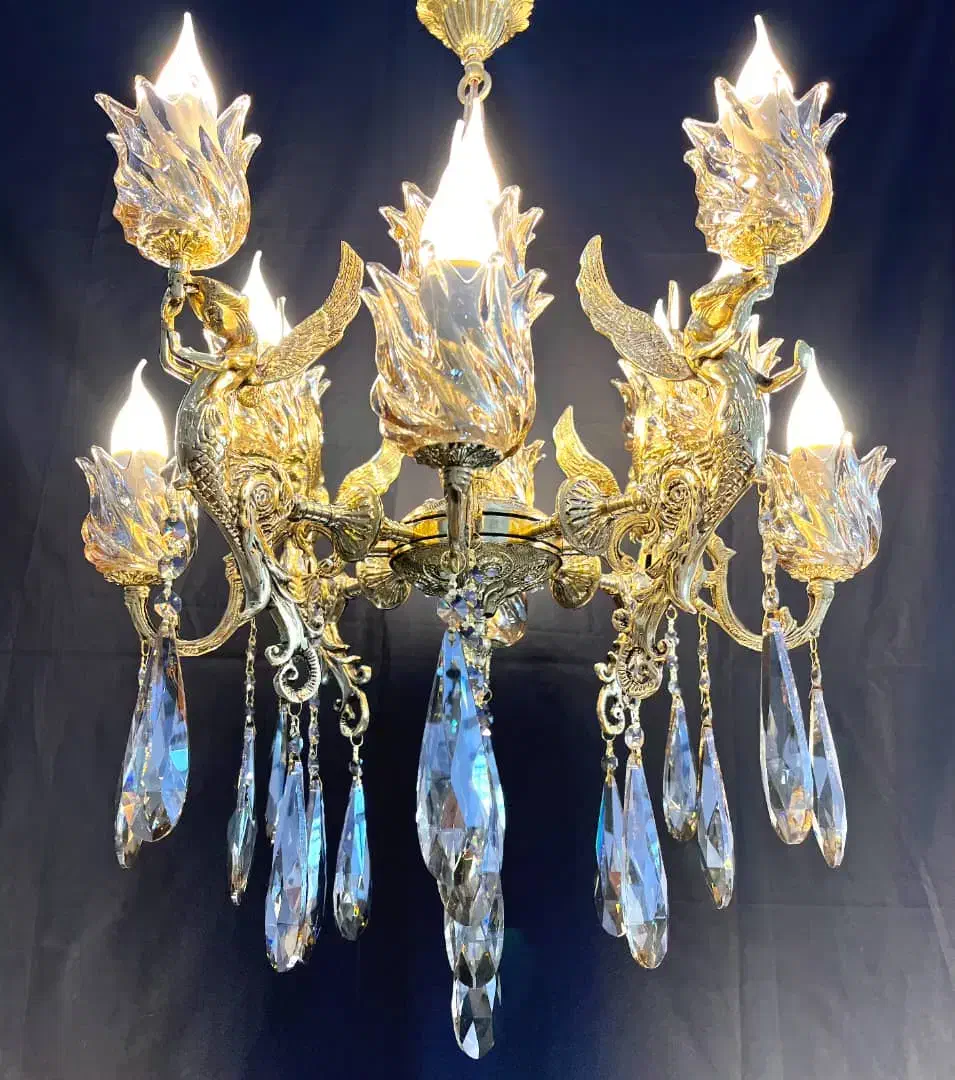 تولیدی لوستر رستمی .لوستر۱۲شاخه ۲۴ شعله برنز پرکار|لوستر و چراغ آویز|نظرآباد, نظرآباد|دیوار