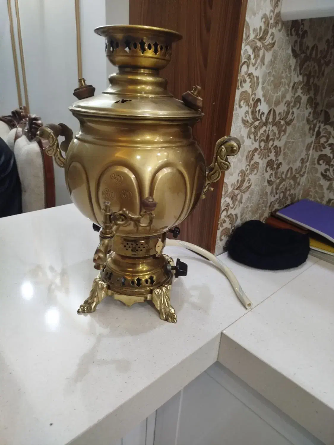 سماوروسینی‌برنجی|سماور، چای‌ساز، قهوه‌ساز|باقرشهر, |دیوار