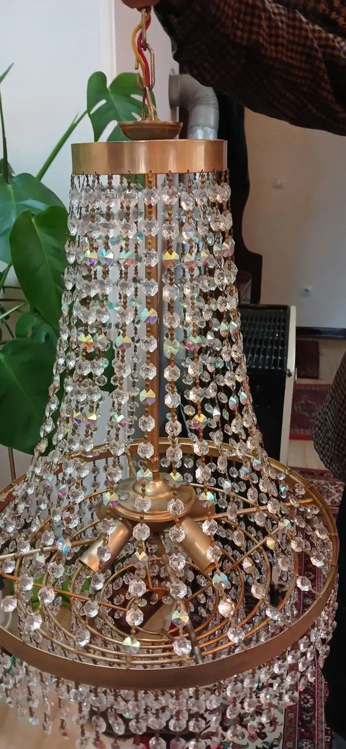 لوستر کریستالی هفت رنگ چک|لوستر و چراغ آویز|زنجان, |دیوار