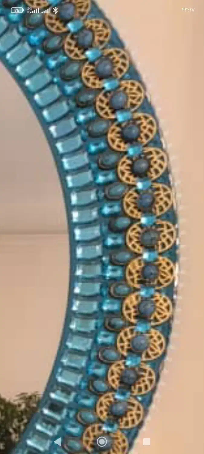 آینه گرد تزئینی آبی فیروزه ای نگین دار|آینه|پردیس, فاز ۲|دیوار