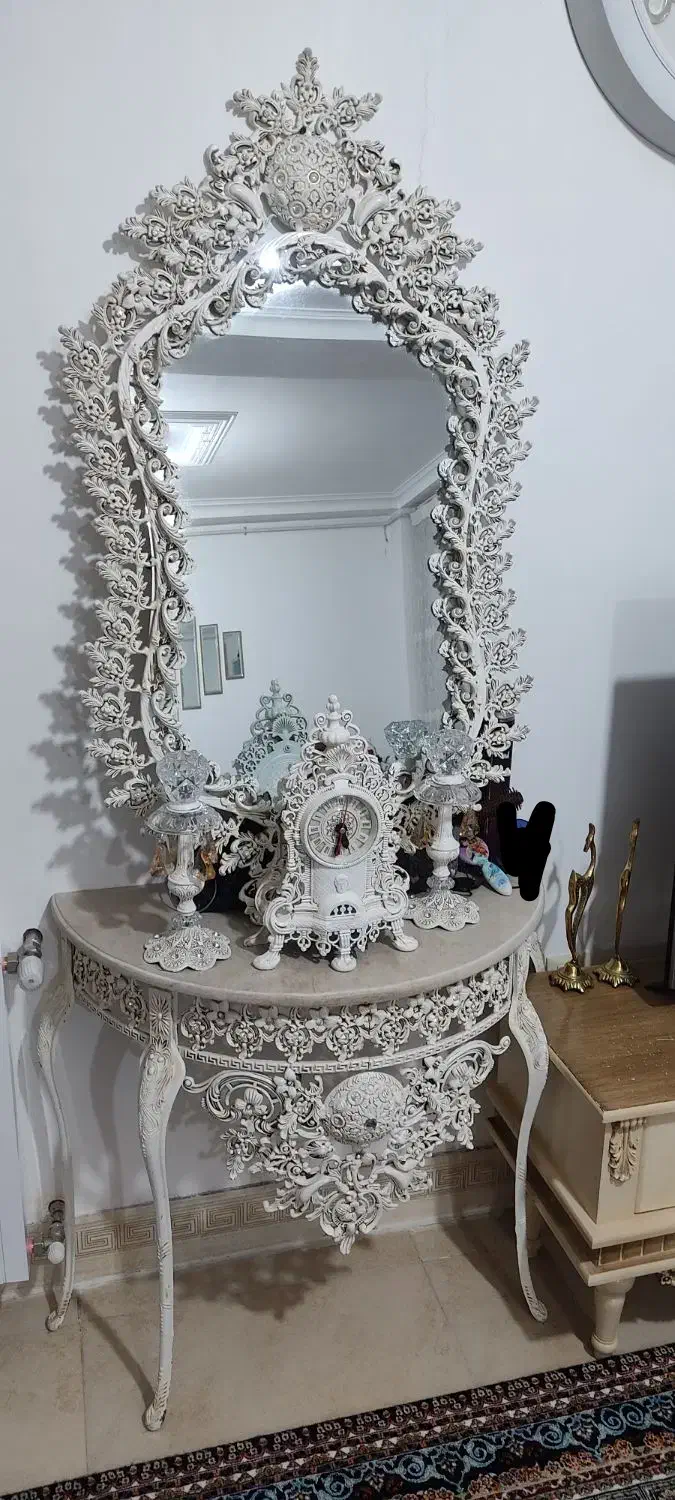 بوفه و آینه شمعدان ست|بوفه، ویترین، کنسول|رزن, |دیوار